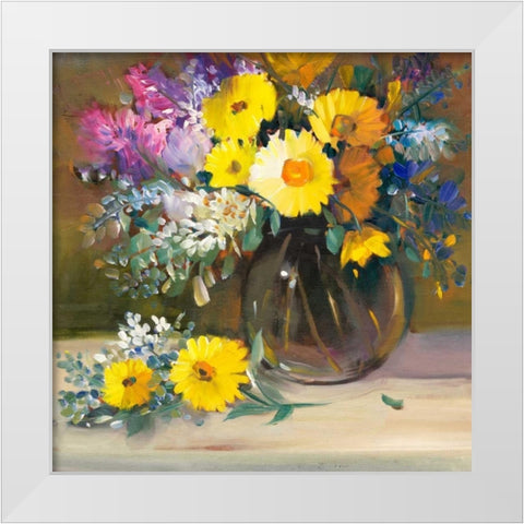 Floral Still Life II White Modern Wood Framed Art Print by OToole, Tim