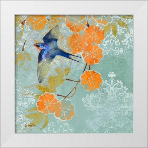 Blue Aurora II White Modern Wood Framed Art Print by Evelia Designs