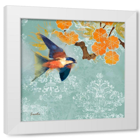 Blue Aurora III White Modern Wood Framed Art Print by Evelia Designs