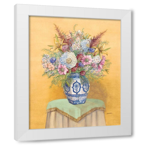 Bouquet in Asian Vase I White Modern Wood Framed Art Print by Russell, Wendy