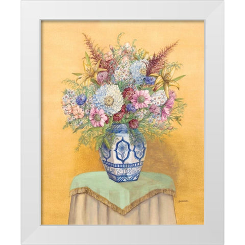 Bouquet in Asian Vase I White Modern Wood Framed Art Print by Russell, Wendy