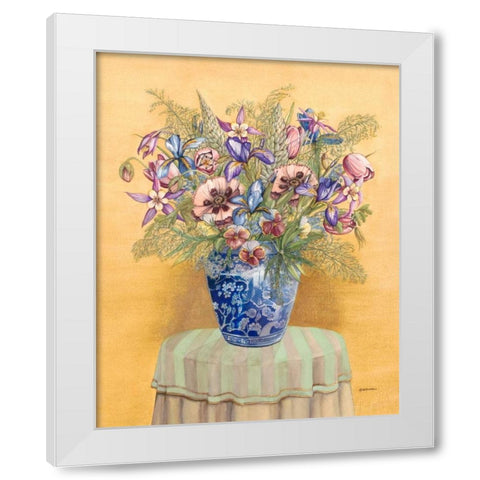 Bouquet in Asian Vase II White Modern Wood Framed Art Print by Russell, Wendy