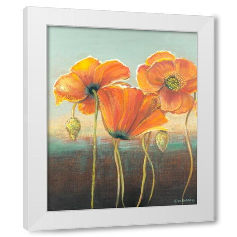 Poppy Tops I White Modern Wood Framed Art Print by Russell, Wendy