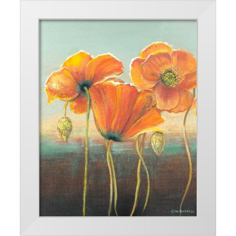 Poppy Tops I White Modern Wood Framed Art Print by Russell, Wendy