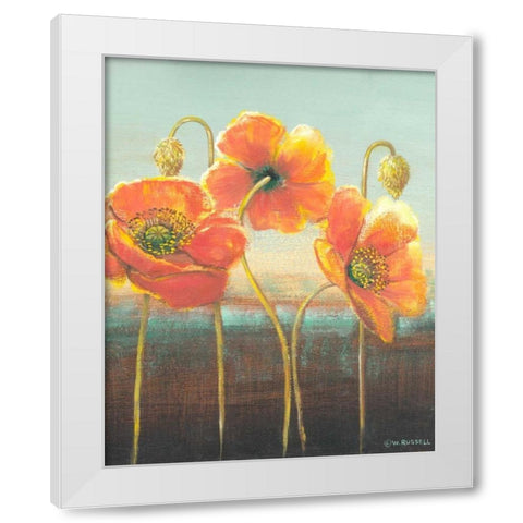 Poppy Tops II White Modern Wood Framed Art Print by Russell, Wendy