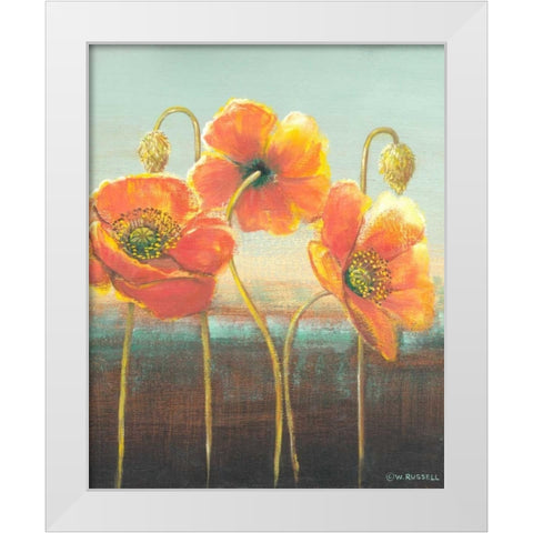 Poppy Tops II White Modern Wood Framed Art Print by Russell, Wendy