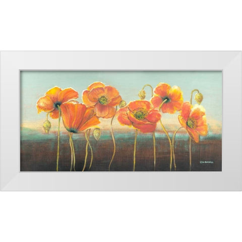 Poppy Tops III White Modern Wood Framed Art Print by Russell, Wendy