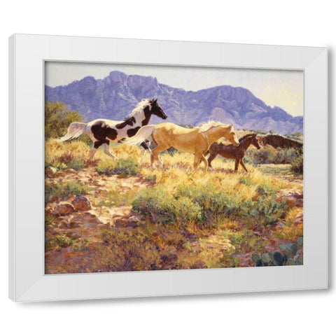 Horses at Big Wash White Modern Wood Framed Art Print by Goldrick, Claire