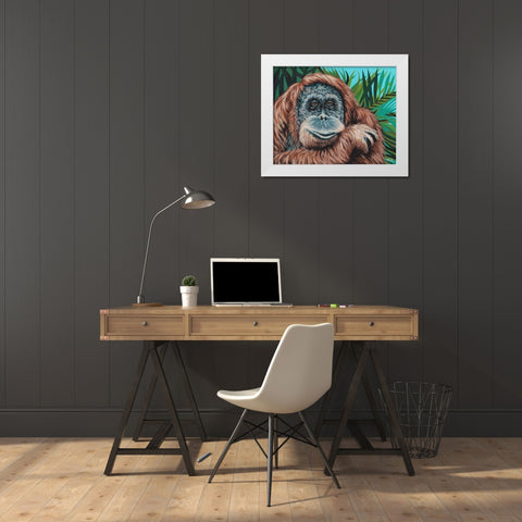 Jungle Monkey I White Modern Wood Framed Art Print by Vitaletti, Carolee
