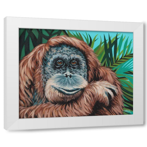 Jungle Monkey I White Modern Wood Framed Art Print by Vitaletti, Carolee