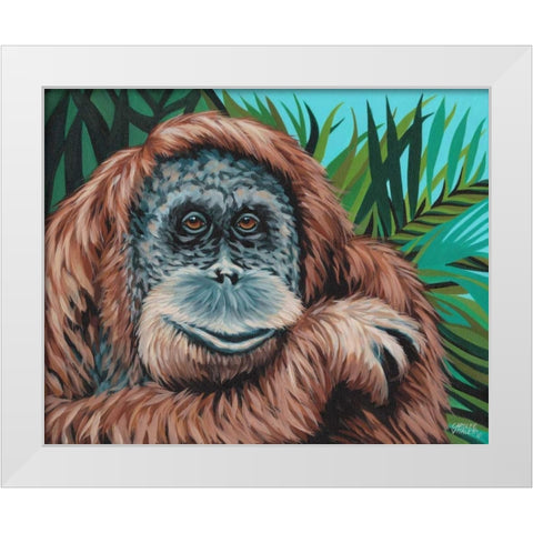 Jungle Monkey I White Modern Wood Framed Art Print by Vitaletti, Carolee