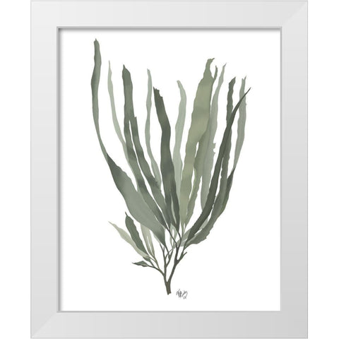 Seaweed 2 Blue Large White Modern Wood Framed Art Print by Fab Funky