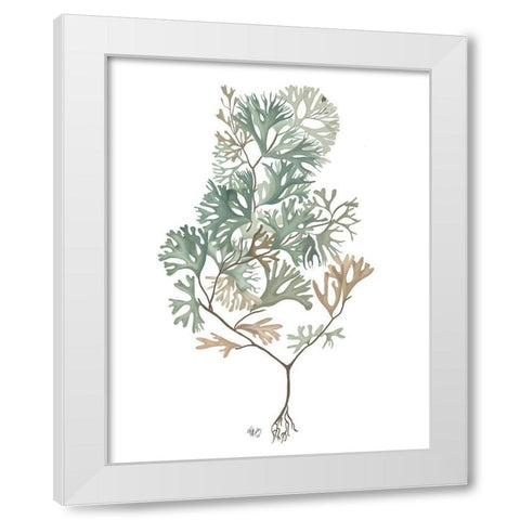 Seaweed 4 Blue Large White Modern Wood Framed Art Print by Fab Funky