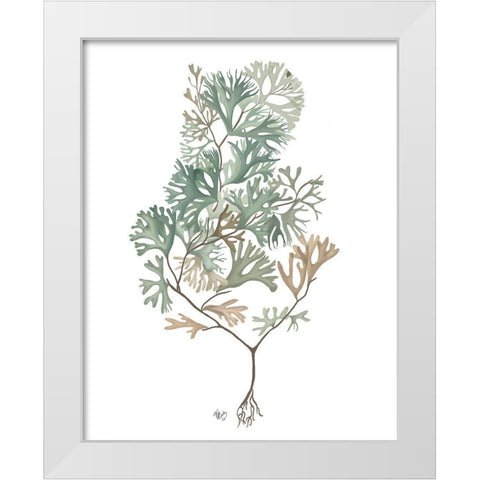 Seaweed 4 Blue Large White Modern Wood Framed Art Print by Fab Funky