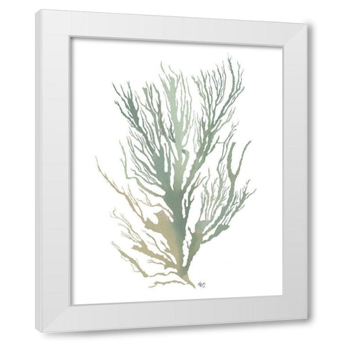 Seaweed 3 Green White Modern Wood Framed Art Print by Fab Funky