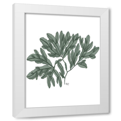 Seaweed 4 Green White Modern Wood Framed Art Print by Fab Funky