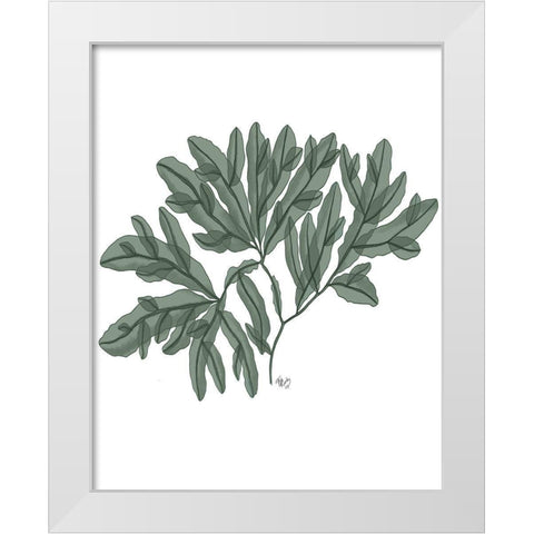 Seaweed 4 Green White Modern Wood Framed Art Print by Fab Funky