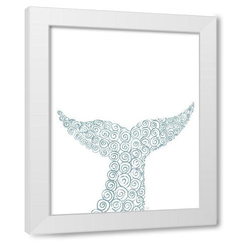 Swirly Whale Tail White Modern Wood Framed Art Print by Fab Funky