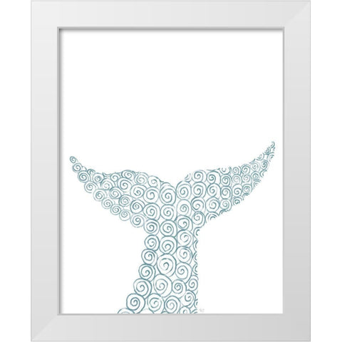 Swirly Whale Tail White Modern Wood Framed Art Print by Fab Funky