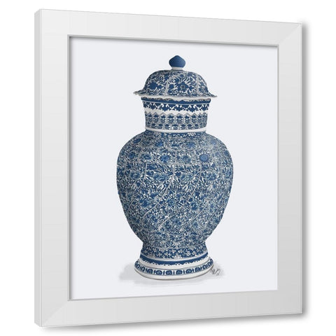 Chinoiserie Vase Flower Spiral Blue White Modern Wood Framed Art Print by Fab Funky