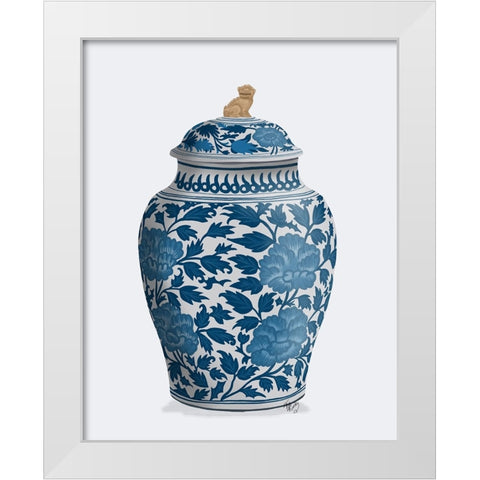 Chinoiserie Vase Golden Lion Blue White Modern Wood Framed Art Print by Fab Funky