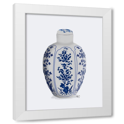 Chinoiserie Vase Vine Blue White Modern Wood Framed Art Print by Fab Funky