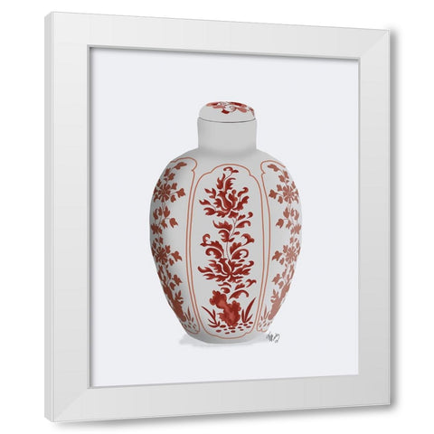 Chinoiserie Vase Vine Red White Modern Wood Framed Art Print by Fab Funky