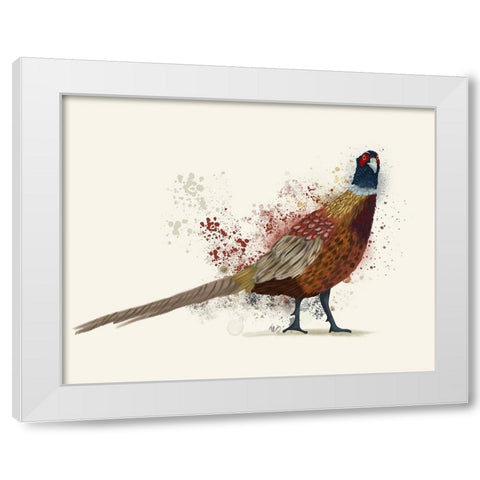 Pheasant Splash 2 White Modern Wood Framed Art Print by Fab Funky