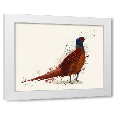 Pheasant Splash 4 White Modern Wood Framed Art Print by Fab Funky