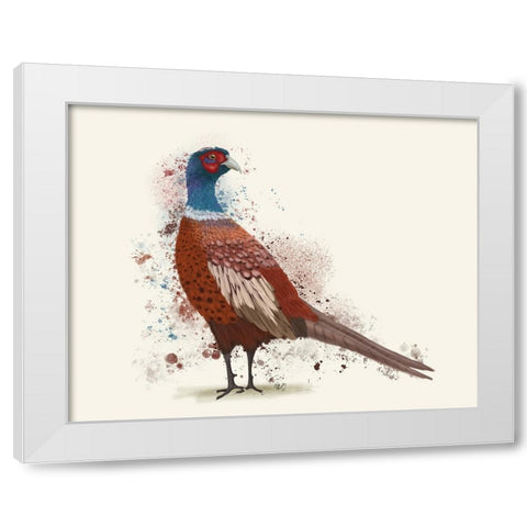 Pheasant Splash 5 White Modern Wood Framed Art Print by Fab Funky