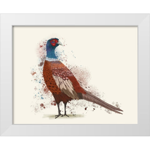 Pheasant Splash 5 White Modern Wood Framed Art Print by Fab Funky