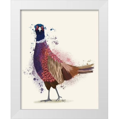Pheasant Splash 6 White Modern Wood Framed Art Print by Fab Funky