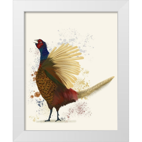 Pheasant Splash 8 White Modern Wood Framed Art Print by Fab Funky