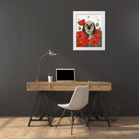 Bebe-Poppy Garden White Modern Wood Framed Art Print by Fab Funky