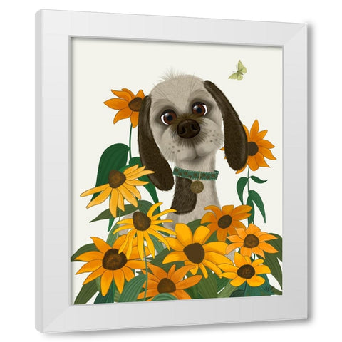 Bebe-Rudbeckia Garden White Modern Wood Framed Art Print by Fab Funky