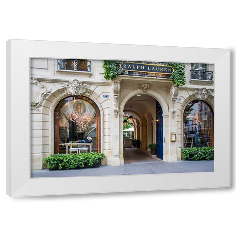 Entry to Ralph Lauren store and restaurant in Saint-Germain-des-Pres, Paris, France White Modern Wood Framed Art Print by Delimont, Danita