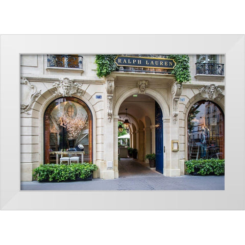 Entry to Ralph Lauren store and restaurant in Saint-Germain-des-Pres, Paris, France White Modern Wood Framed Art Print by Delimont, Danita