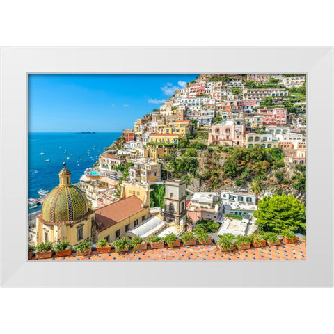 Positano, Amalfi Coast, Salerno, Campania, Italy White Modern Wood Framed Art Print by Delimont, Danita