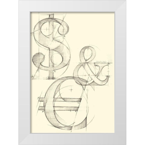 Office Sketches Collection C White Modern Wood Framed Art Print by Harper, Ethan