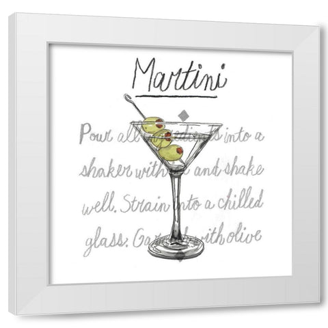 Classic Cocktails Collection E White Modern Wood Framed Art Print by McCavitt, Naomi
