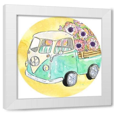 Flower Truck Collection C White Modern Wood Framed Art Print by McGuire, Catherine