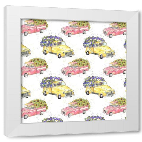 Flower Truck Collection F White Modern Wood Framed Art Print by McGuire, Catherine