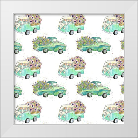 Flower Truck Collection H White Modern Wood Framed Art Print by McGuire, Catherine