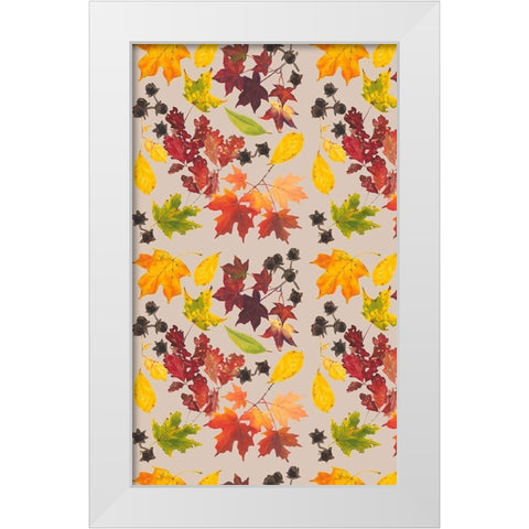 Autumn Leaves Collection E White Modern Wood Framed Art Print by Miller, Dianne
