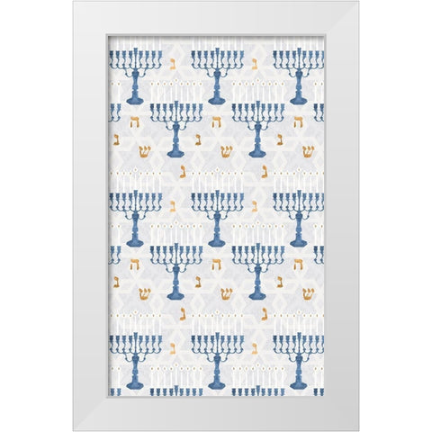 Sophisticated Hanukkah Collection E White Modern Wood Framed Art Print by Borges, Victoria