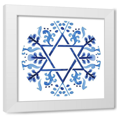 Indigo Hanukkah Collection C White Modern Wood Framed Art Print by Borges, Victoria