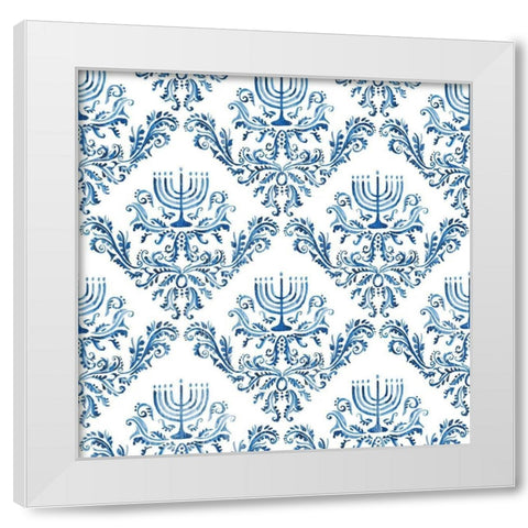 Indigo Hanukkah Collection F White Modern Wood Framed Art Print by Borges, Victoria