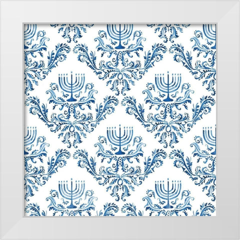 Indigo Hanukkah Collection F White Modern Wood Framed Art Print by Borges, Victoria