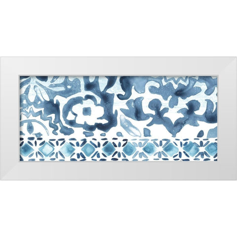 Indigo Sampler Collection D White Modern Wood Framed Art Print by Vess, June Erica