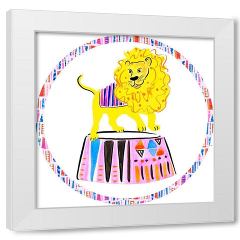 Circus Fun Collection C White Modern Wood Framed Art Print by Blanckslate